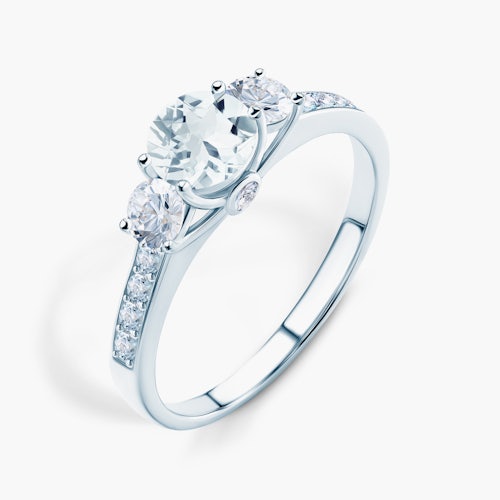 Pierścionek zaręczynowy Dream: białe złoto, akwamaryn